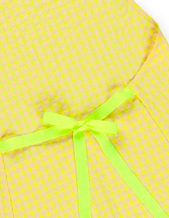 KIT DE COUTURE TABLIER FERRAN AVEC DAMIER VICHY JAUNE FLUO