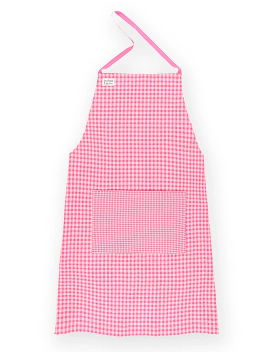 SEWING KIT FERRAN APRON VICHY PINK FLUOR PINK CHECKERED APRON