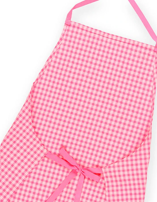 SEWING KIT FERRAN APRON VICHY PINK FLUOR PINK CHECKERED APRON