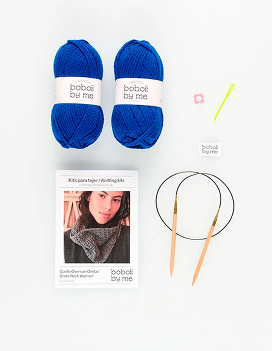 KIT PARA TEJER CUELLO OVERSIZE GRETA AZUL KLEIN