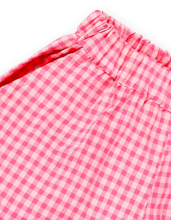 SEWING KIT KHALO BERMUDA SHORTS FLUOR PINK CHECKS