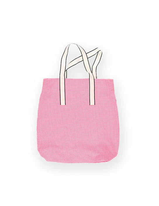 KIT DE COSTURA AMB BOLSA TOTE LOLA DE QUADRES VICHY ROSA FLUOR