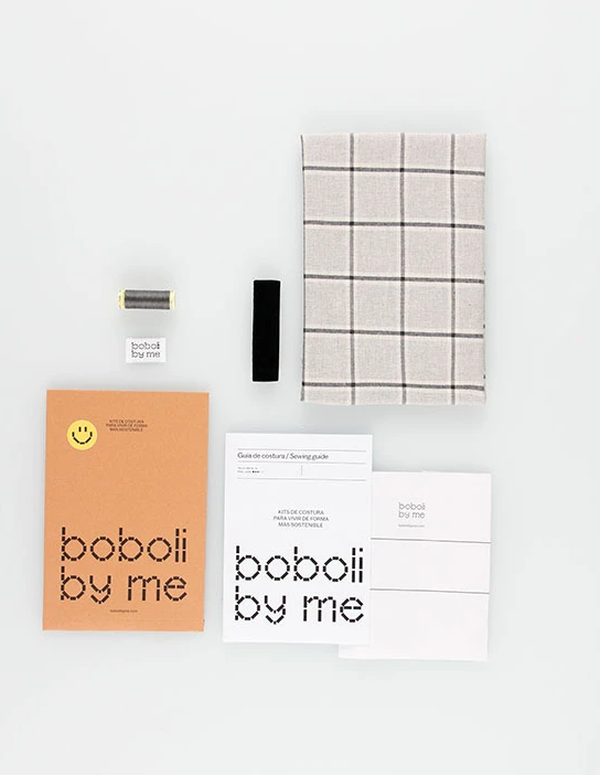 KIT COSTURA BOSSA TOTE LOLA QUADRE GRIS REVERSIBLE