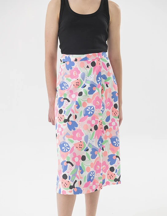 SEWING KIT MAYA CROSS SKIRT PRINTED IN PINK TONES