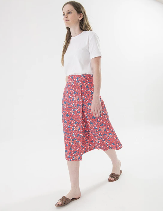 SEWING KIT MAYA CROSS SKIRT WITH RED FLOWER PATTERN