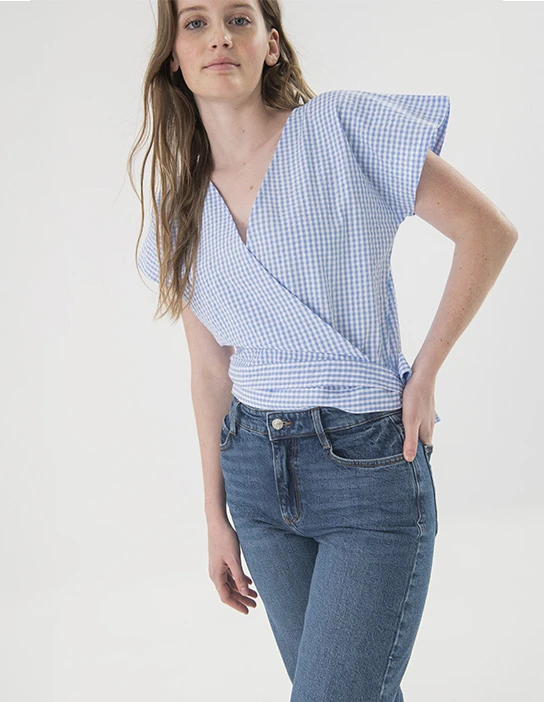 NÄHSET OLIVIA BLAU VICHY BLUE CROSS SHIRT