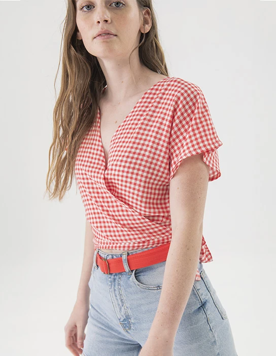 SEWING KIT OLIVIA RED VICHY CROSS SHIRT