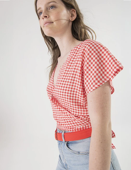 SEWING KIT OLIVIA RED VICHY CROSS SHIRT