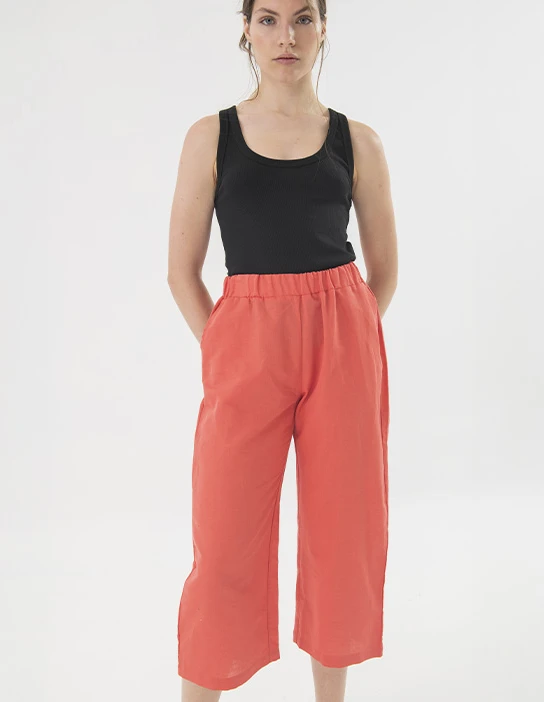 SEWING KIT WIDE TROUSERS LINEN RED