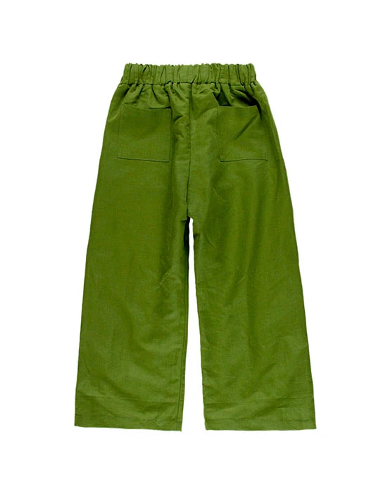 KIT DA CUCITO PANTALONI LARGHI IN LINO VERDE OLIVA