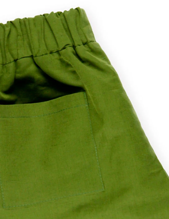 KIT DA CUCITO PANTALONI LARGHI IN LINO VERDE OLIVA