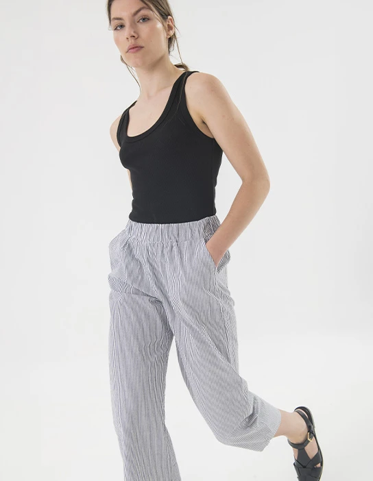 SEWING KIT WIDE TROUSERS WITH NAVY STRIPES