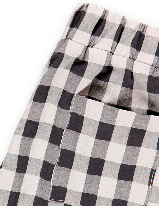 KIT DI CUCITO PER PANTALONI LARGHI IN PLAID VICHY GRIGIO