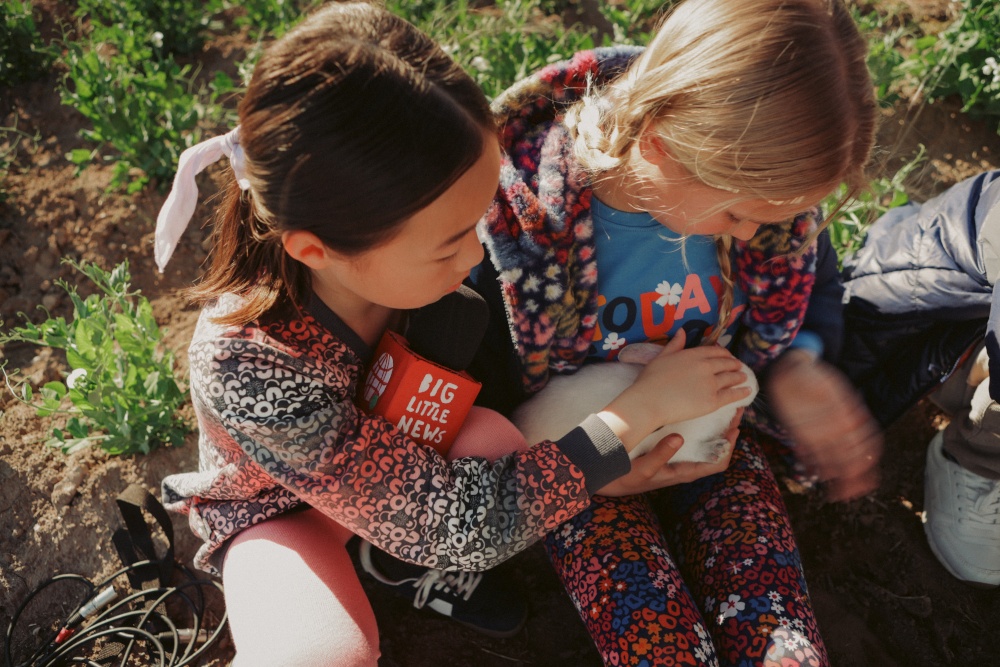 Niños con conejo Niños con conejo